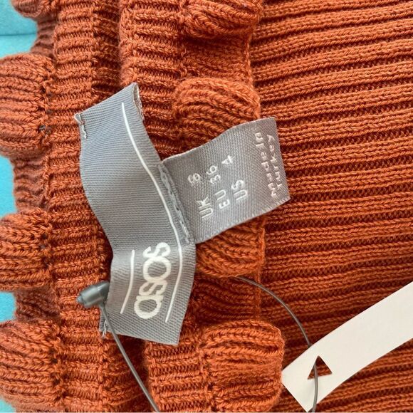 NWT ASOS Burnt Orange Rust Bardot Style Crop Top 4 - Picture 5 of 8